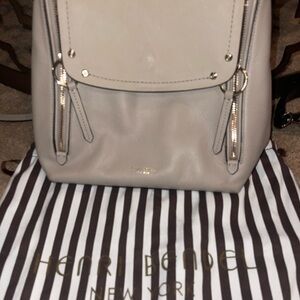 Henri Bendel Gray Leather Purse with Silver Hardware